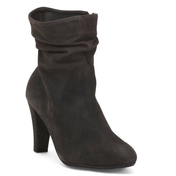 ERIC MICHAEL Grey Made In Portugal Suede Andes Heel Booties - Picture 1 of 2